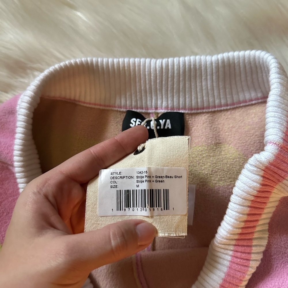 SER.O.YA Beau Shorts In Pink + Green Stripe - Picture 10 of 10